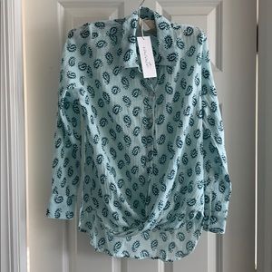 Teal and print top